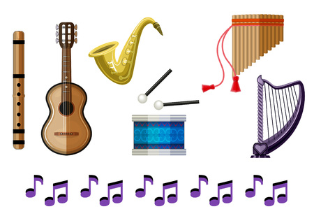 Set of musical instruments on a white background.のイラスト素材