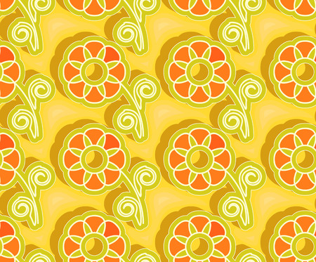 flowers on a yellow background. Seamless pattern.のイラスト素材