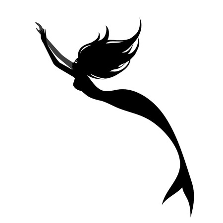 Vector silhouette of a mermaid isolated on white background.のイラスト素材