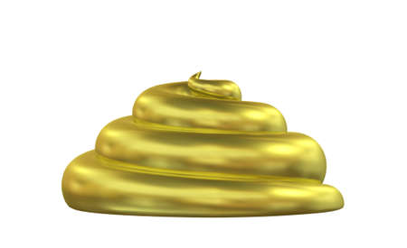 3d illustration. Gold poop isolated on white background.の写真素材