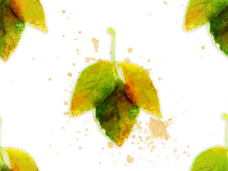 Green stylized leaf on a white background. Seamless pattern.の写真素材