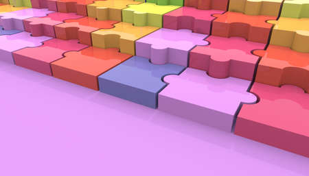 3D illustration. Geometric color stair jigsaw puzzle.の写真素材