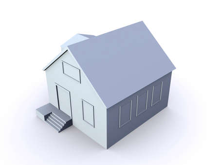 3d illustration. Gray model of a simple house without textures, isolated on a white background.の写真素材
