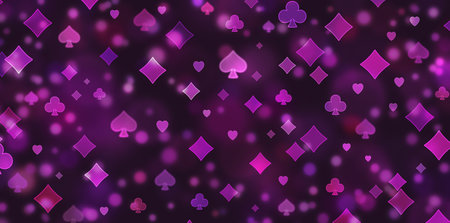 Blurred playing card symbols background.