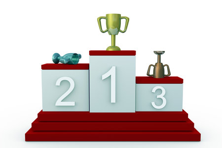 3d illustration. Winners podium Isolated on a white background.の写真素材