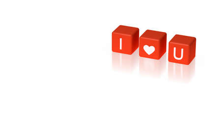 3d illustration. Pink cubes with letters love on a white background.