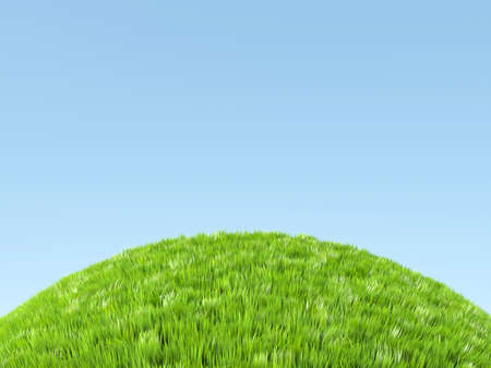 3d illustration. Summer hill of grass against the sky.の写真素材