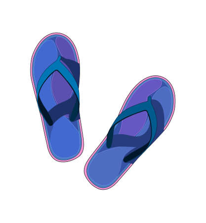Rubber blue beach slippers isolated on white backgroundのイラスト素材
