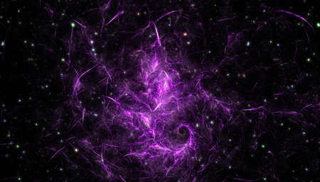 Abstract cosmic fractal nebula on dark background.の写真素材