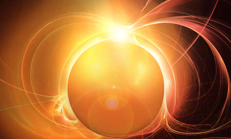 Abstract fiery cosmic egg in a dark space.