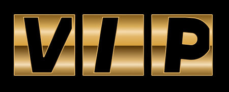 Gold VIP inscription on a black background.の写真素材