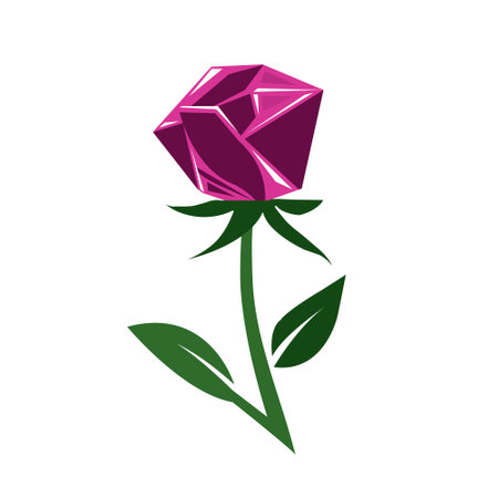 Vector minimalistic polygonal rose isolated on a white background. useful for print, postcards, posters, cards, web and graphic design.のイラスト素材