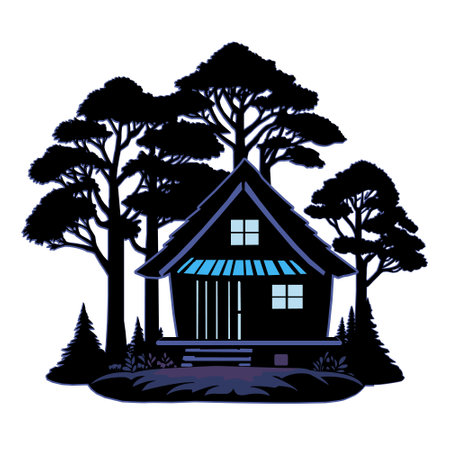 Camping cabin wood hut at forest.のイラスト素材