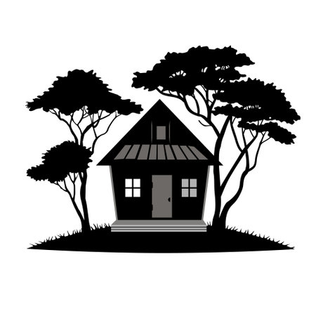 Camping cabin wood hut at forest.のイラスト素材