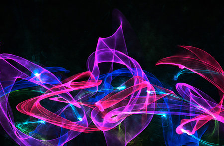 Plasma abstract lines on black background.の写真素材