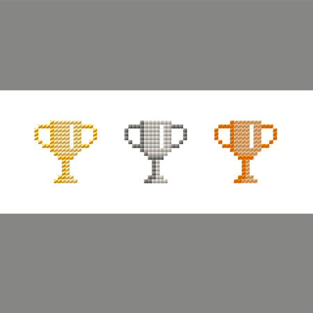 Winner's Cup. Pixel art set.のイラスト素材