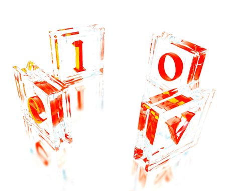 love word in red glass isolated on whiteの写真素材