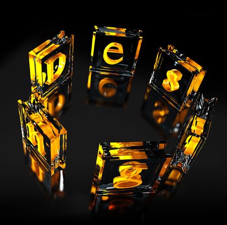 design word with reflection isolated on blackの写真素材