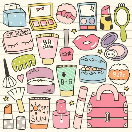 Set of Cute Cosmetic Doodlesのイラスト素材