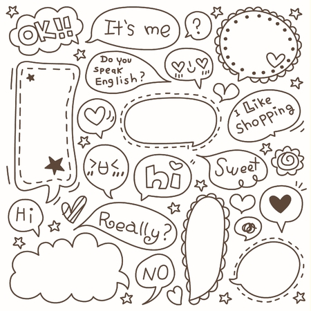 Set of Cute Black and White Thought Bubblesのイラスト素材