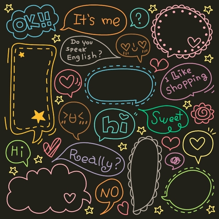 Set of Hand Drawn Speech and Thought Bubbles Doodleのイラスト素材