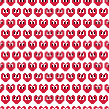 Pixel Heart Seamless Patternのイラスト素材