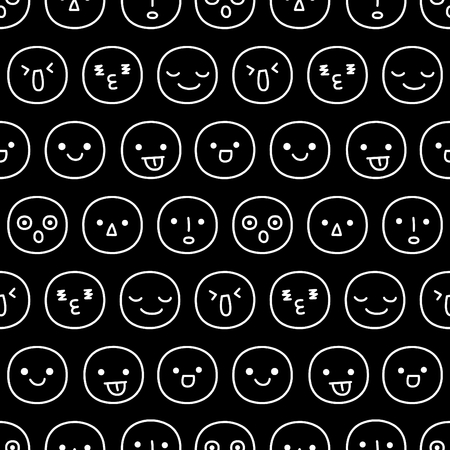 Hand Drawn Smiley Faces Seamless Patternのイラスト素材