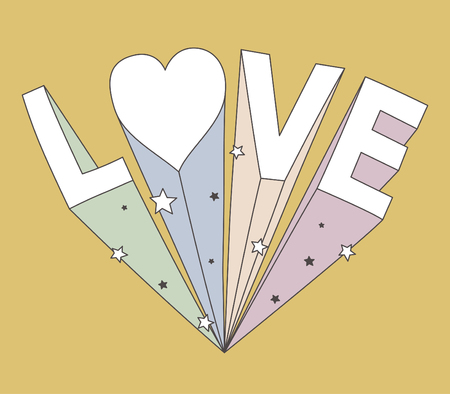 Love Word. Block Letters in One Point.のイラスト素材