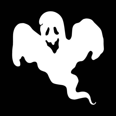Spooky Halloween Ghost in Black Background. Vector Illustration.のイラスト素材