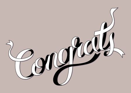 Congrats Ribbon Lettering Text Vectorのイラスト素材