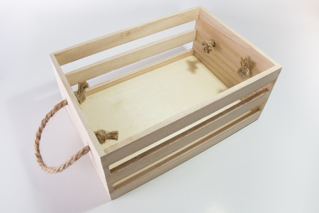 Wooden Box With Rope Handleの写真素材