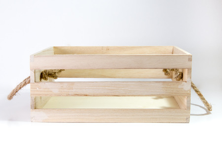 Wooden Box With Rope Handleの写真素材