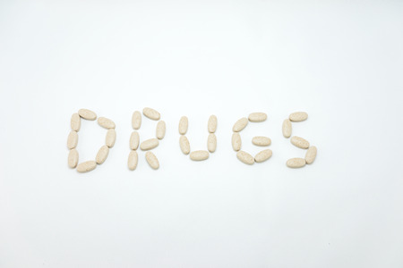 Drugs and pills isolated on white background