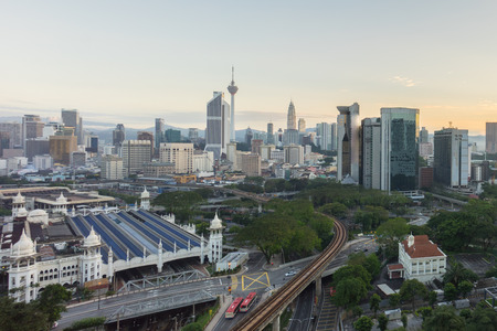 Aerial view of beautiful sunrise at Kuala Lumpur city centreのeditorial素材