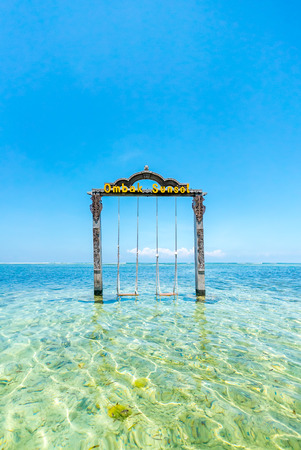 Lombok, Indonesia - March, 2016: Ombak Sunset Hotel swing at Gili Trawangan, Lombok Indonesiaのeditorial素材
