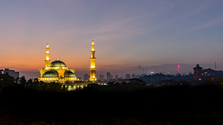 The Federal Territory mosque, Kuala Lumpur Malaysia at sunriseの写真素材