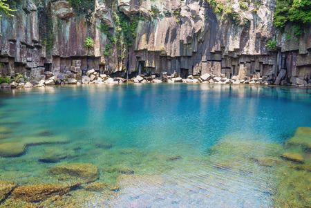 Cheonjeyeon Falls, Jeju Island, South Koreaの写真素材