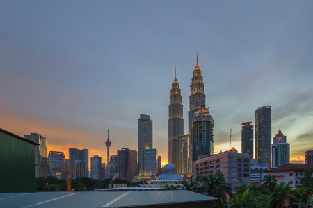 Kuala Lumpur - Julai 11, 2016: The sunset view of Petronas Twin Towers KLCC during blue hour.