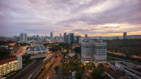 High aerial view of Kuala Lumpur city during sunriseのeditorial素材