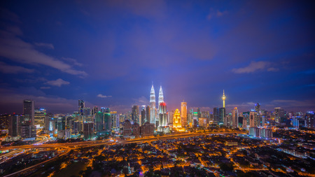 Aerial view of Kuala Lumpur city skylineの写真素材