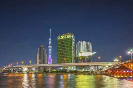 Tokyo Sky Tree at Sunset Blue Hour Nightのeditorial素材