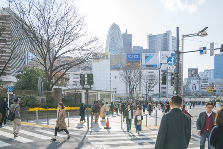 Shinjuku, Tokyo, Japan - April 02, 2017: Japanese and tourists walking and shopping at Shinjuku (large entertainment, business and shopping area around Shinjuku Station)のeditorial素材