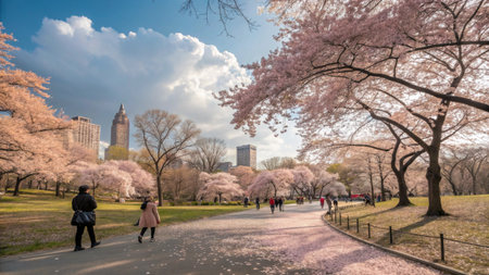 Cherry blossom in Central Park, New York City, USAの素材