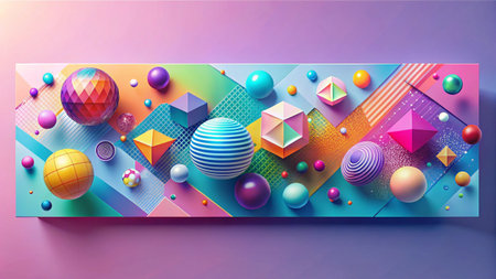 Abstract geometric background with colorful 3d balls. Vector illustration for your designの素材