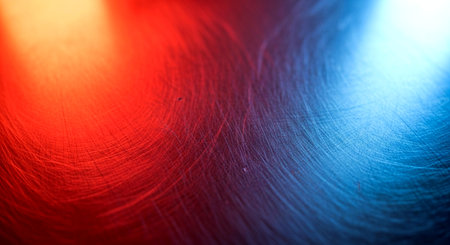 abstract background of red and blue light on the metal surface.の素材