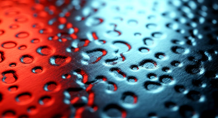 Water drops on metal surface, close-up. Abstract background.の素材