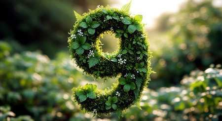 Red heart with number 4 on a green background. 3d renderingの素材