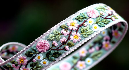 Breast Cancer Awareness Ribbon on bokeh background. 3D illustration.の素材