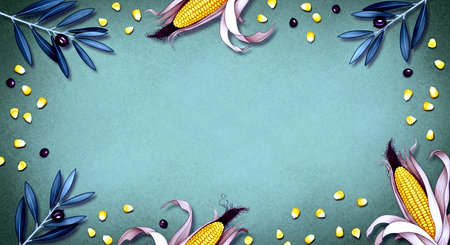 Background with corn and olives. Illustration for your design.の素材