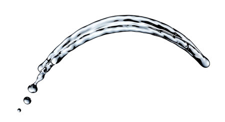 blue water splash isolated on black background. 3d rendering, 3d illustration.の素材